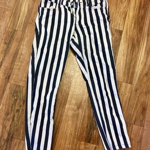 H&M Striped Ankle Skinny Jeans